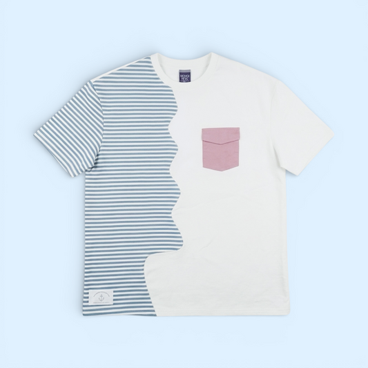 Marseille Tee (2-Breton Stripe Moonstone) | Hooman (Adult/Kids)