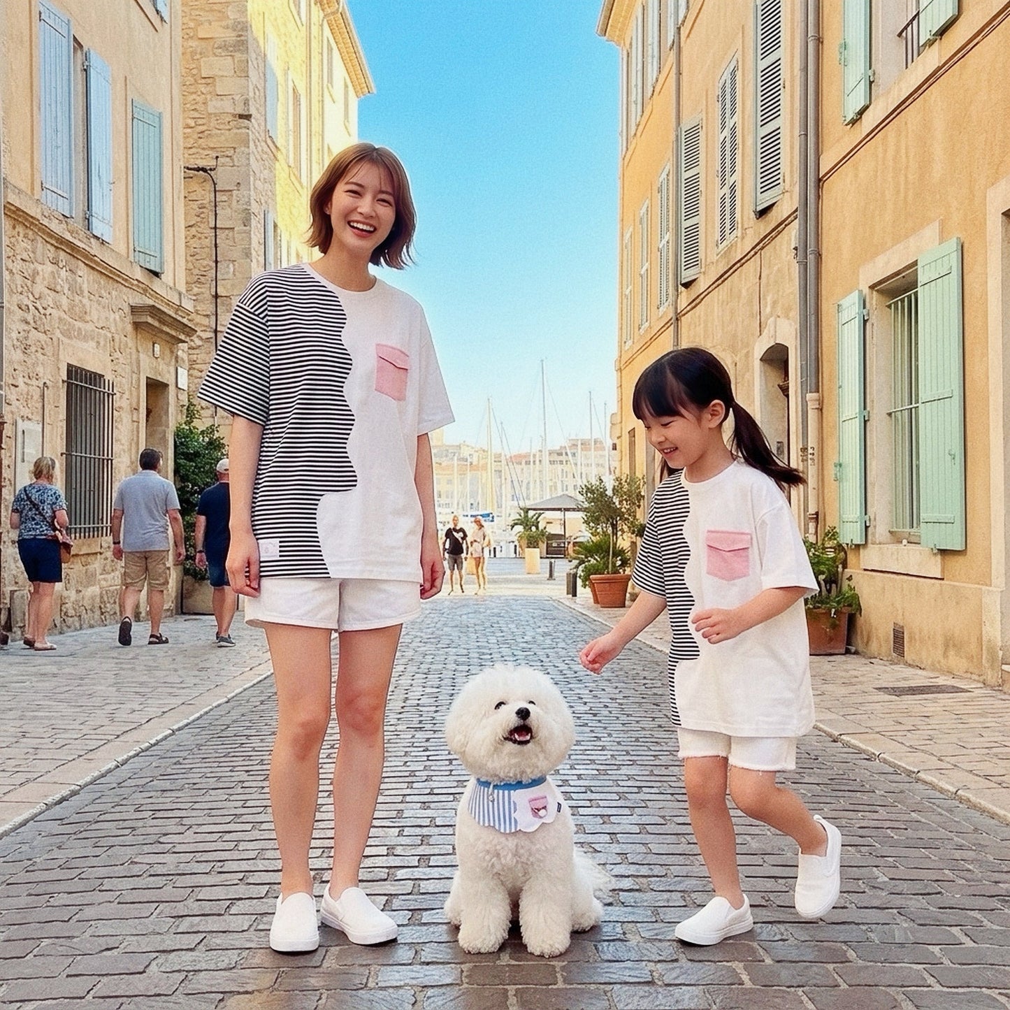 Marseille (2-Breton Stripe Moonstone) | Pet Neckwear